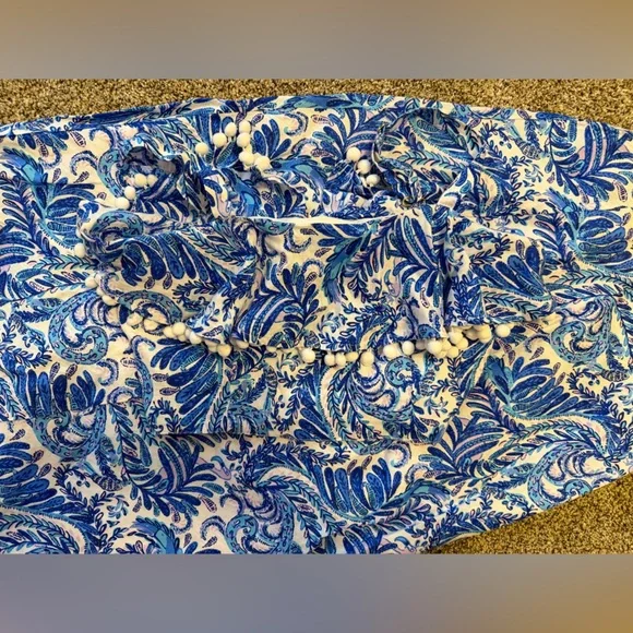 Lilly Pulitzer Gretna 2 piece set Blue and White crop top and midi skirt - Picture 3 of 5